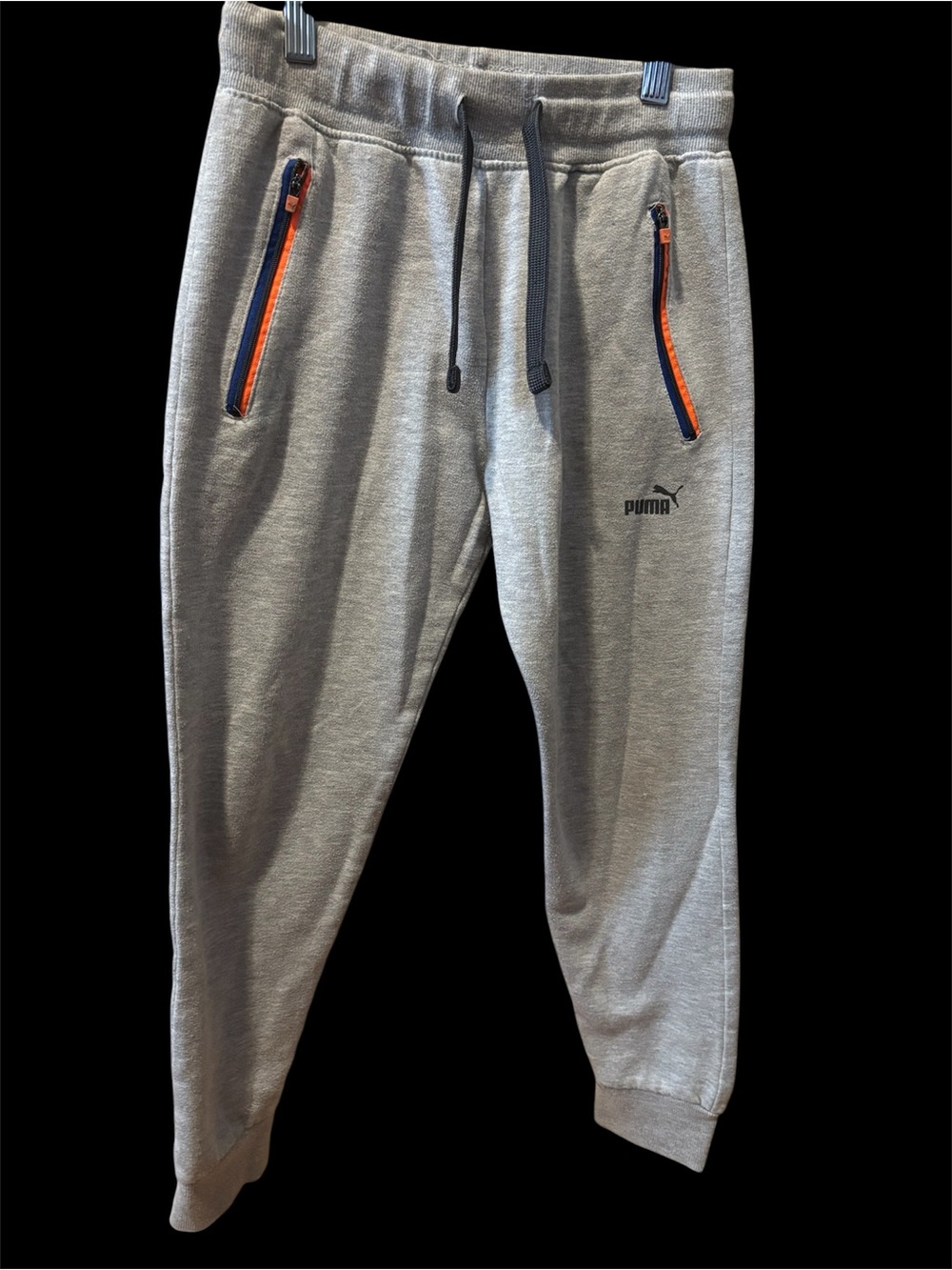 Puma Boy’s Gray Jogger Pants with Orange-Trim Zippers